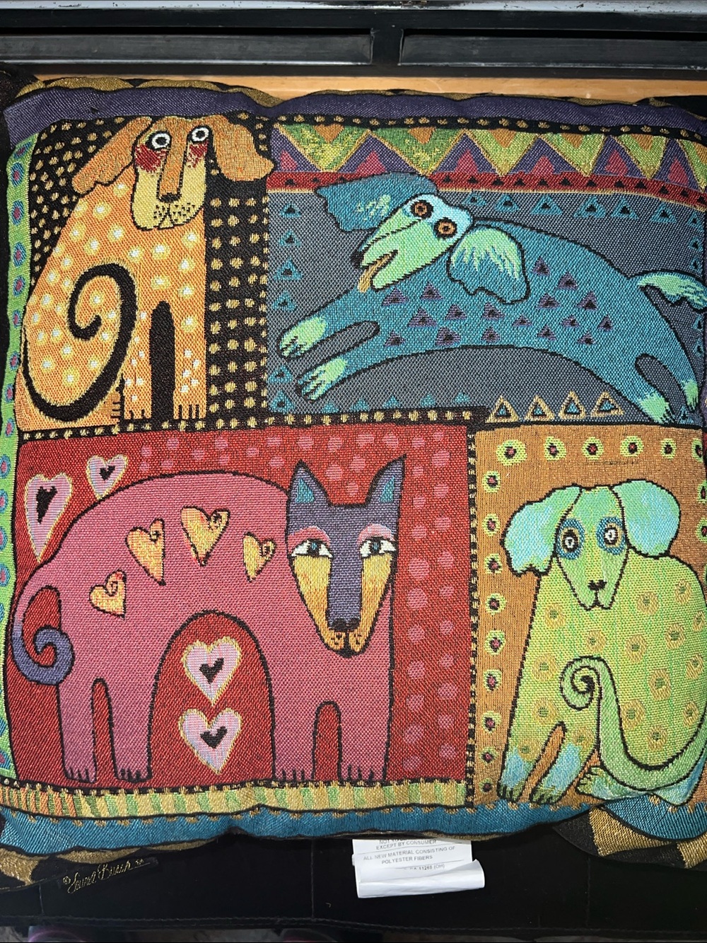 Laurel Burch Mythical Dog Decorative Pillow - Picture 10 of 10